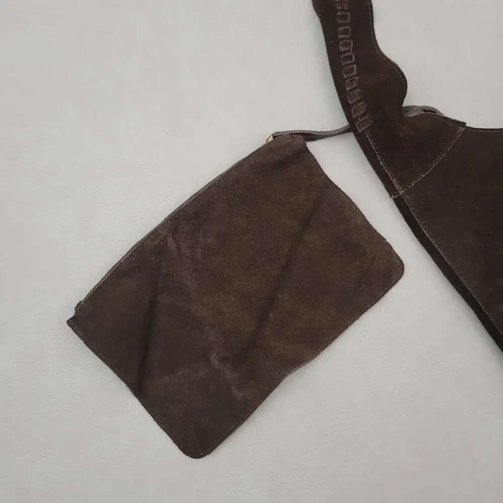 Haute Hippie 100% Leather Festival Boho Suede Hobo Brown Purse Bag Wallet